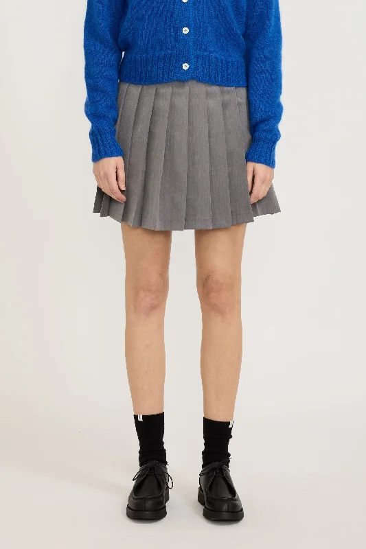 Cosmo Pleated Skirt Grey belted skirt waist