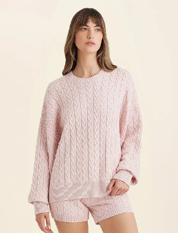 Cosy Cable Cotton Cashmere Jumper Chenille Blend Fleece Blend Nylon Blend