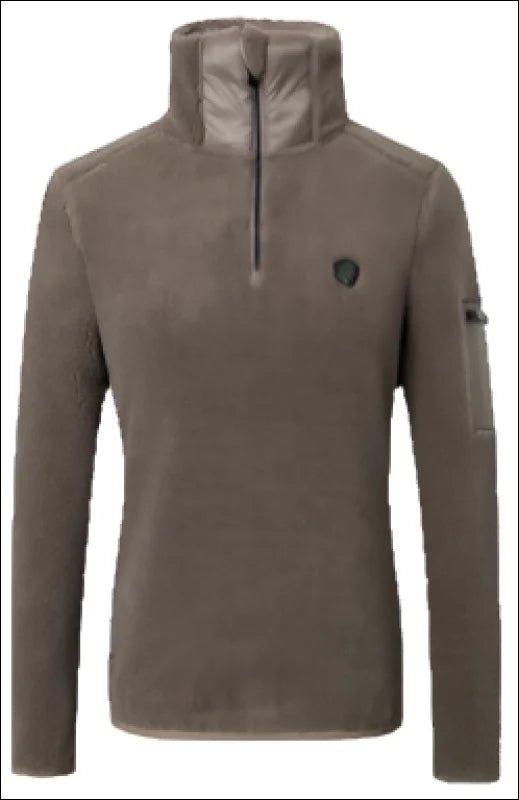 Covalliero Women's 1/4 Zip Sweater - Taupe Iron Safe Non-Iron Wrinkle Free