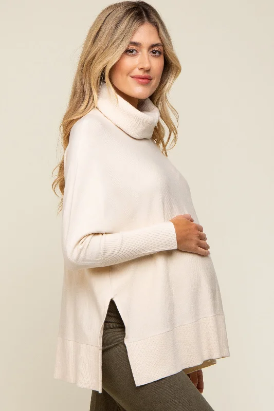Cream Cowl Neck Dolman Sleeve Maternity Sweater Sweater Knitwear Pullover