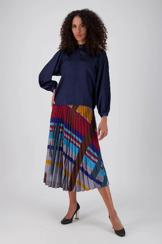 Crossroads Pleated Skirt Primary belted skirt waist