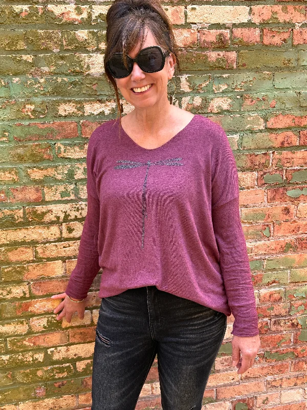 Dragonfly Sweater Ribbed Striped Patterned