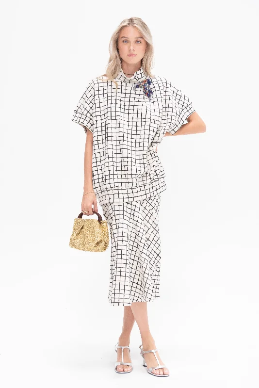 Grid Skirt, Ecru summer skirt style