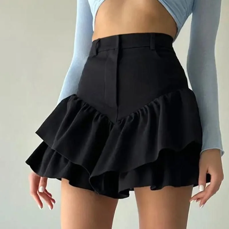 Elegant High Waist Ruffle Skirt vintage skirt charm
