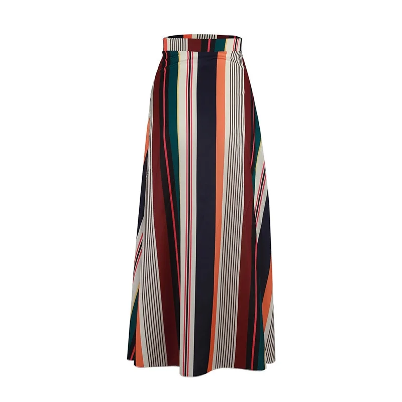 Elegant Skirts Womens Vintage Patchwork Elastic Waist Striped Skirts Summer Beach Long Casual Skirts 2019 Hot Sale Autumn Womens tulle skirt dreamy Elegant Skirts Womens Vintage Patchwork Elastic Waist Striped Skirts Summer Beach Long Casual Skirts 2019 Hot Sale Autumn Womens tulle skirt dreamy