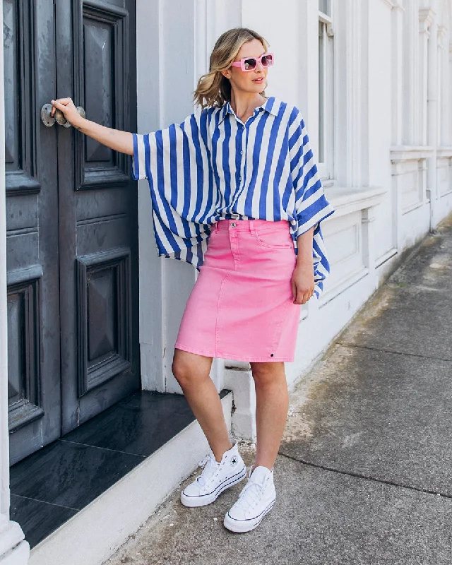 Elm Belle Denim Skirt Strawberry Pink cashmere skirt soft