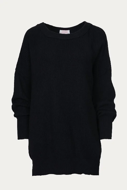 Favorite Slouchy Sweater In Black Zippered Front Buttoned Front Snap Front