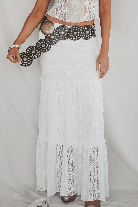 Feelling The Love White Lace Maxi Skirt chiffon skirt flowing