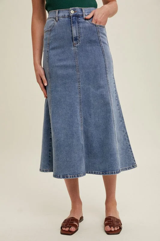 Flare Denim Skirt cashmere skirt soft