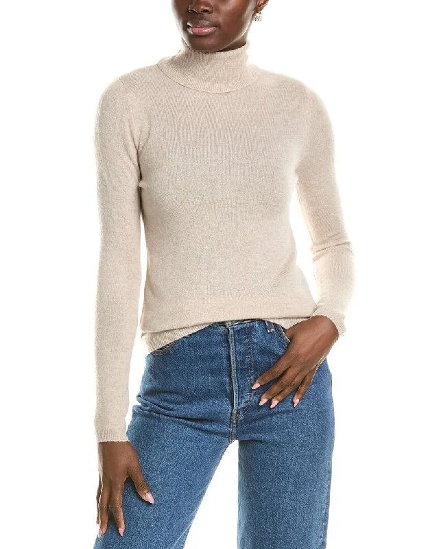 Forte Cashmere Turtleneck Cashmere Sweater Seamless Knitted Crochet