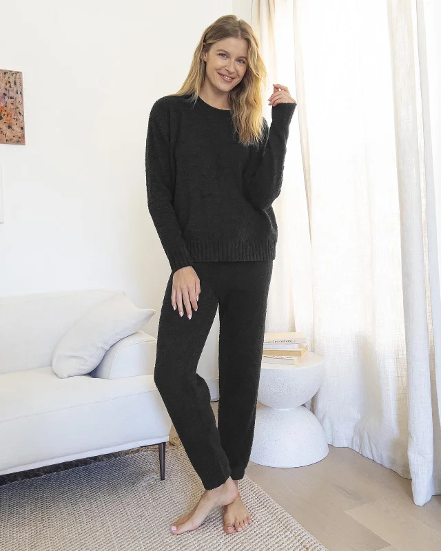 Fuzzy Sweater PJ Set Long Sweater Short Sweater Cropped Sweater