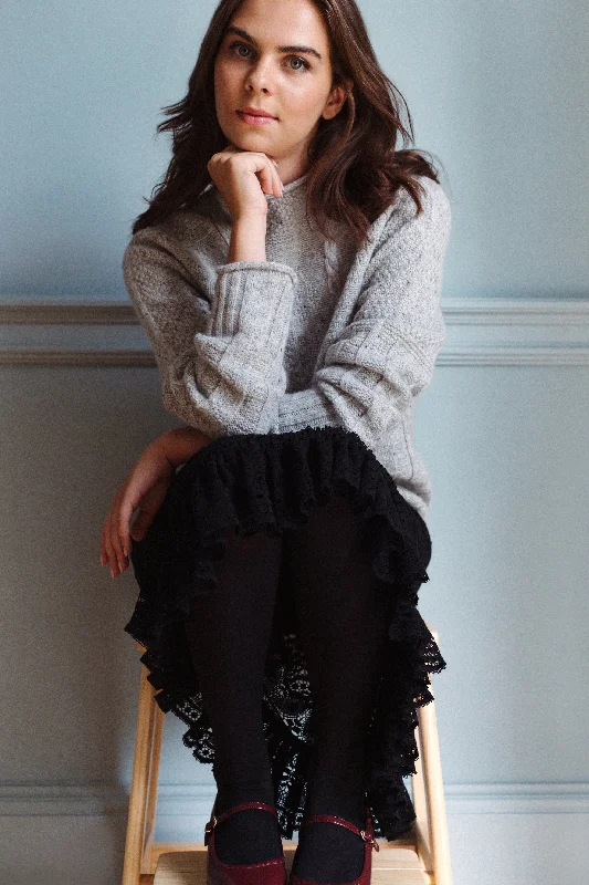 Gansey Jumper in Grey Donegal Wool Layered Multi-layer Single Layer