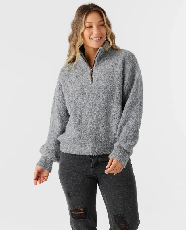 Georgiana Half Zip Sweater Satin Blend Silk Blend Wool Blend
