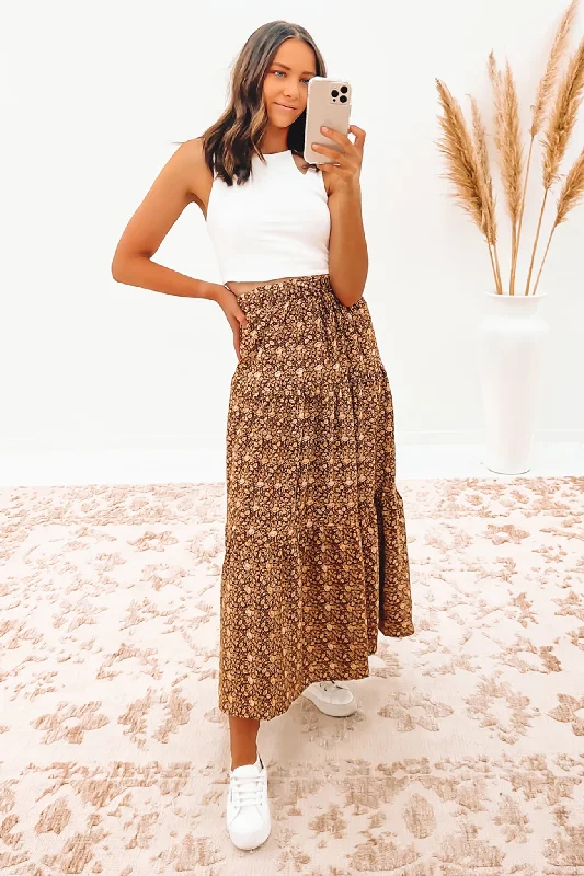 Harper Floral Maxi Skirt Print linen skirt natural