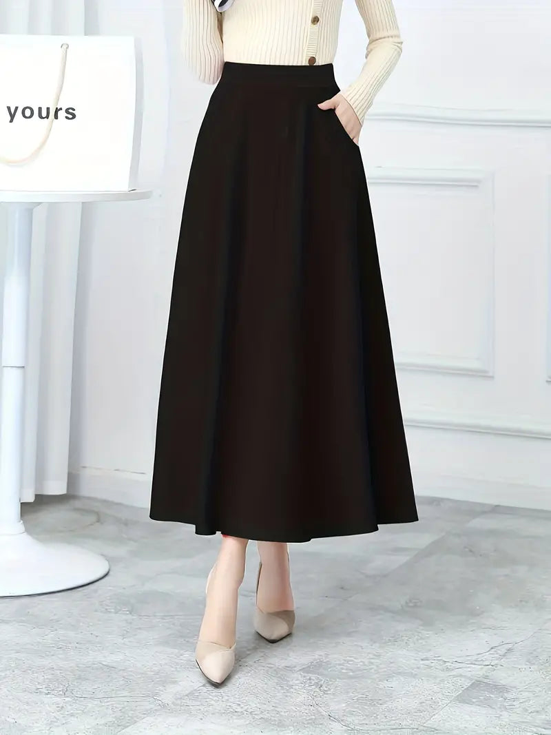 High Waist Swing Draped Maxi Skirt cashmere skirt fine