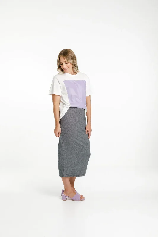 Homelee Violet Midi Skirt - Stripe breathable skirt fabric