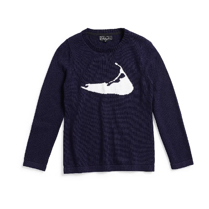 Latitude Ladies Island Sweater Navy/White Terry Blend Velvet Blend Canvas Blend