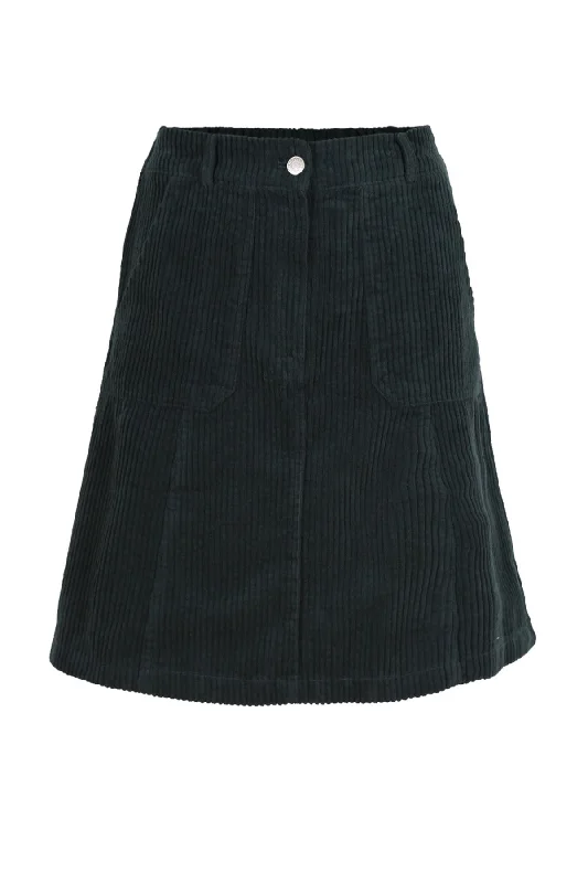 Jackson Cord Mini Skirt Bottle Green ribbed skirt waist