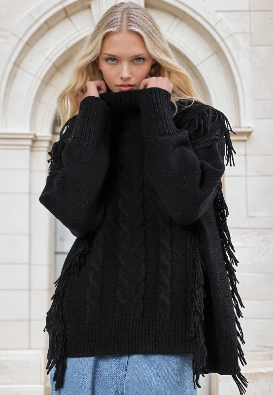 JAMIE JUMPER BLACK Handmade Hand-knitted Hand-woven