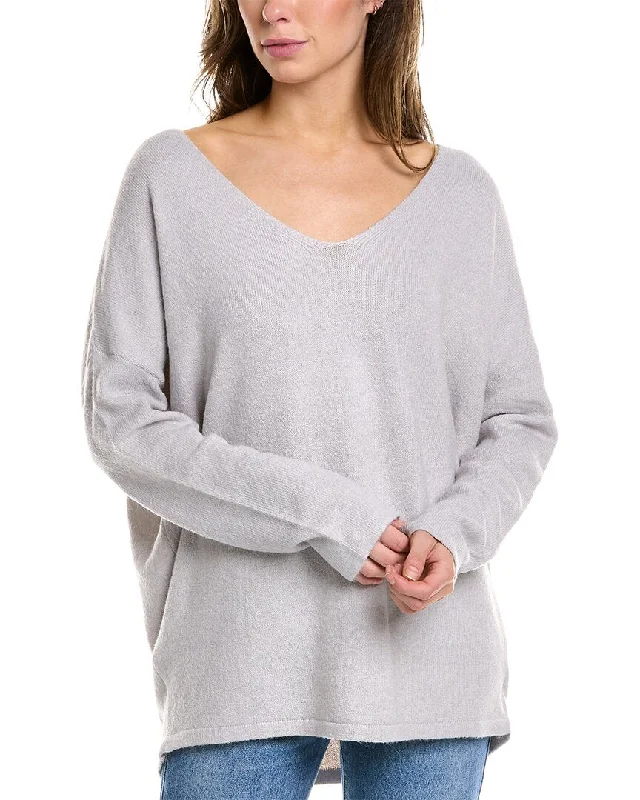 Joan Vass Dropped-Shoulder Sweater Solid Color Striped Floral Print