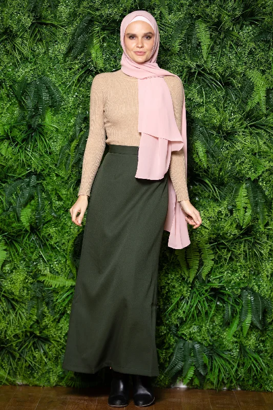 Jungle Green Pencil Maxi Skirt-CLEARANCE button skirt front