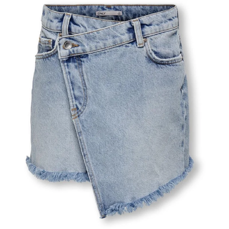 kids ONLY Light Blue Denim Kat Uneaven Closure Denim Skirt modal blend skirt