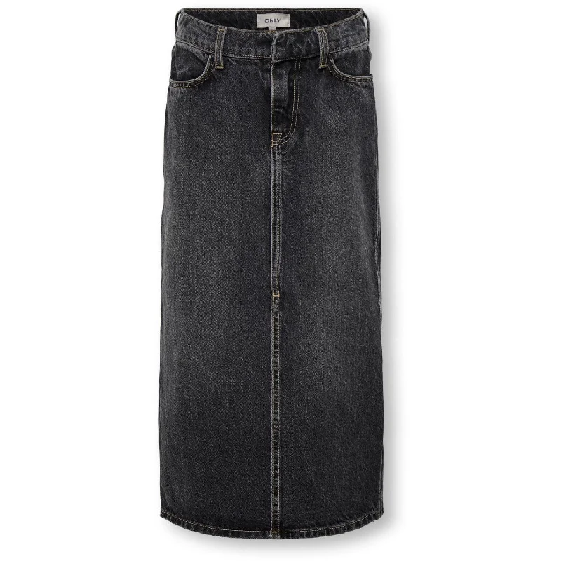 kids ONLY Washed Black Cilla Long Slit Skirt Denim boho skirt vibe