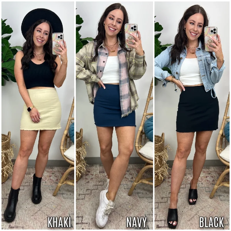 Kinson Light Wash Denim Mini Skirt - FINAL SALE casual skirt length