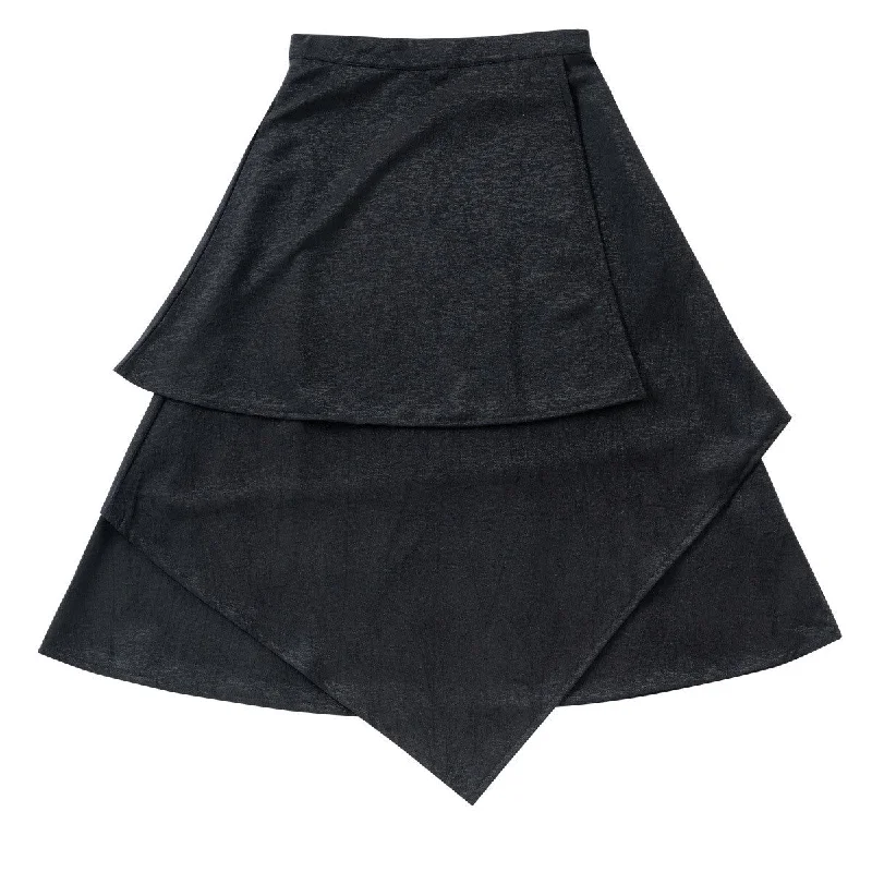Kipp Black Cascading Midi Skirt cashmere skirt rich