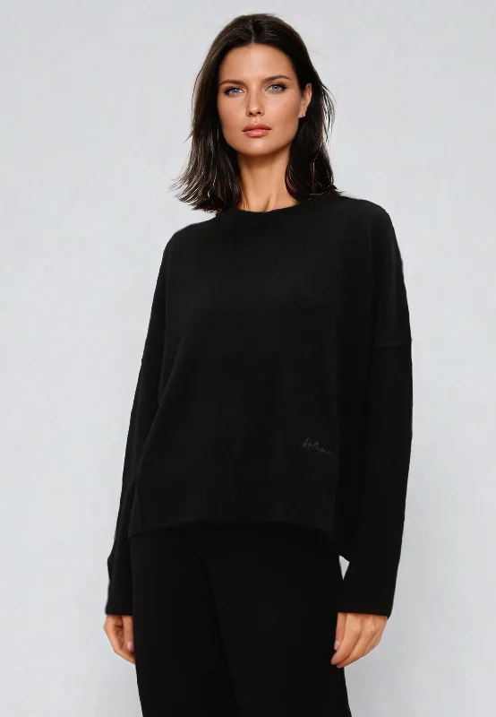 KNIT JUMPER BLACK Welt Pockets Slit Pockets Flap Pockets