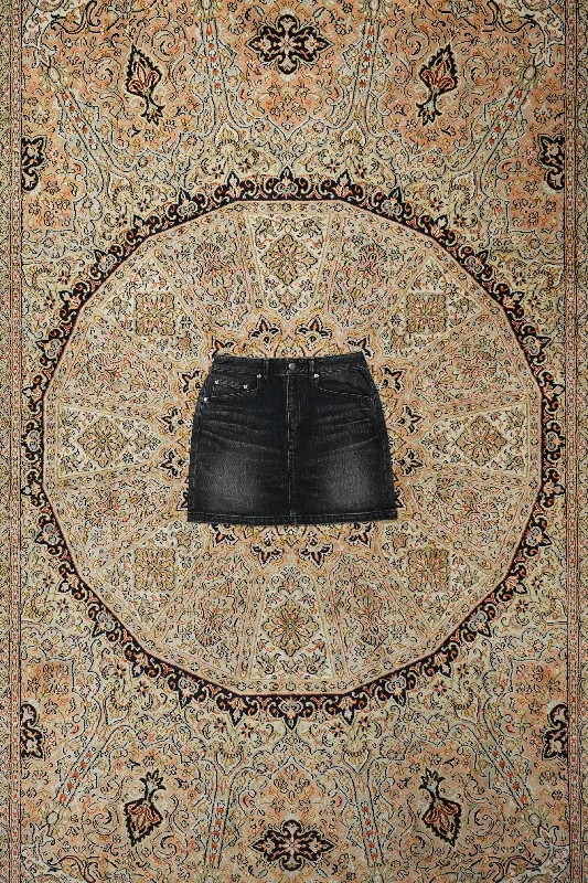 Denim Skirt (BLACK) corduroy skirt cozy