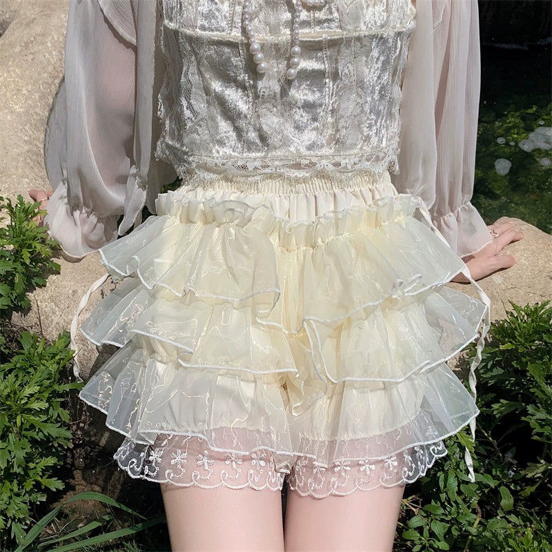 Lolita cute short  lace skirt bloomers by230919 spandex blend skirt