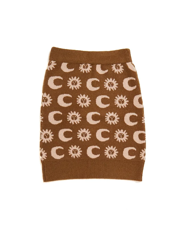 Lunisolar Skirt - Brown / Pink high slit skirt
