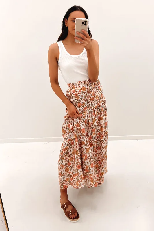 Maisie Floral Maxi Skirt Print chiffon skirt airy