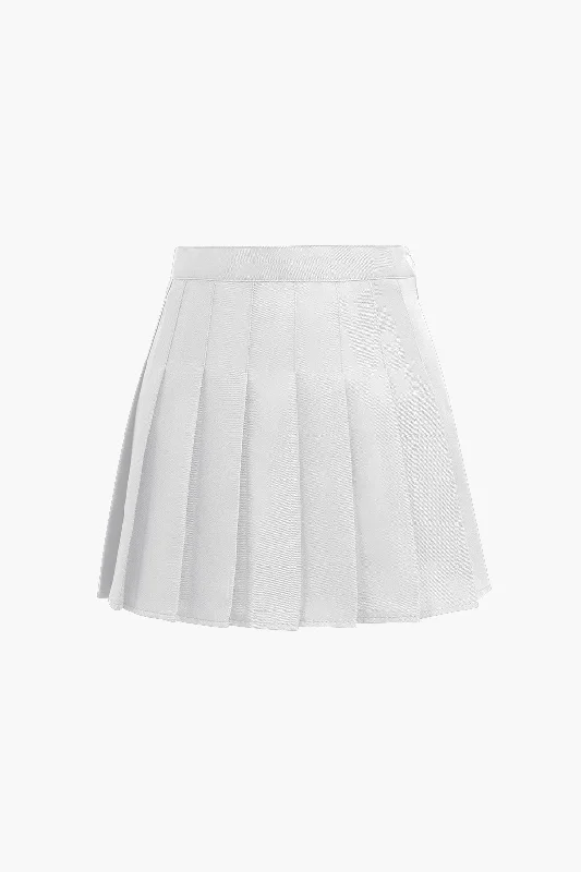Basic Pleated Mini Skirt leather skirt sleek