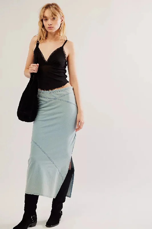 Free People Muse Moment Mid-Rise Slip Skirt in Spring Fling silk skirt smooth