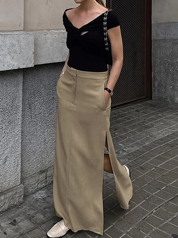 BerryBetty - No Clarity Pockets Maxi Skirt pencil skirt chic