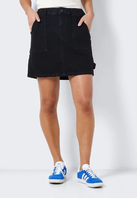 Noisy May - Emily Caradonna Hw Cargo Black Denim - Skirt linen skirt relaxed