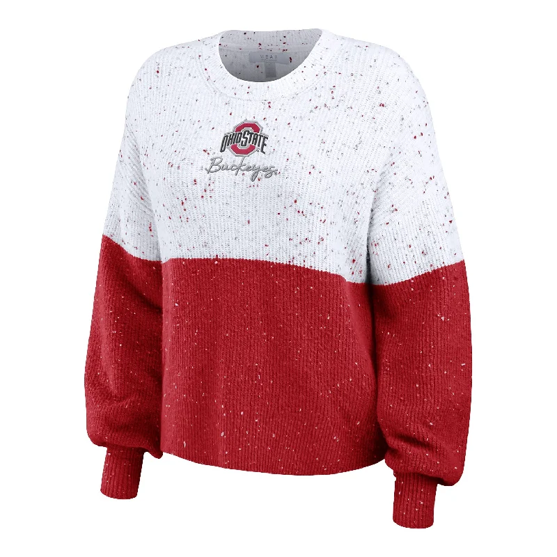Ladies WEAR by Erin Andrews Ohio State Buckeyes Color Block Sweater Layered Multi-layer Single Layer Ladies WEAR by Erin Andrews Ohio State Buckeyes Color Block Sweater Layered Multi-layer Single Layer