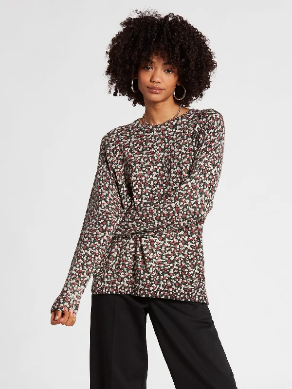 Over N Out Sweater - Black Combo Notch Collar Peter Pan Collar Cowl Neck