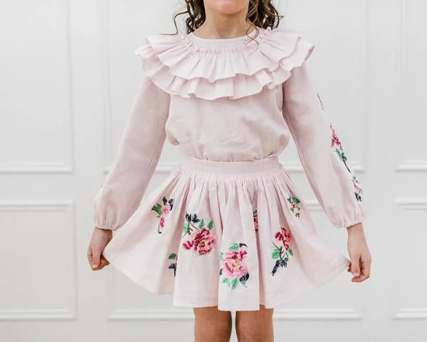 PETITE AMALIE MAUVE CHALK EMBROIDERED SKIRT corduroy skirt durable