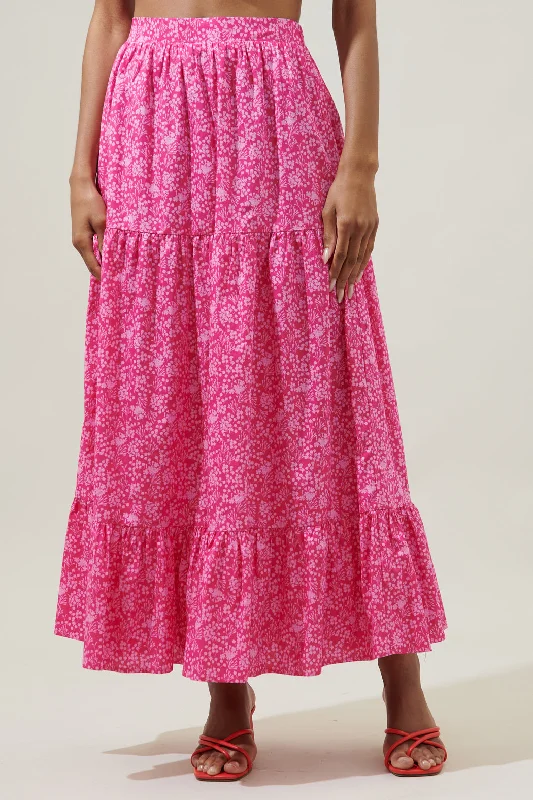 Pink Palisades Yaelle Flowy Maxi Skirt denim skirt durable