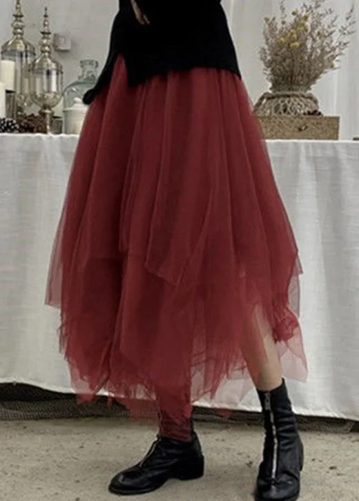 Plus Size Mulberry Asymmetrical fashion Tulle Skirts Spring denim skirt stylish