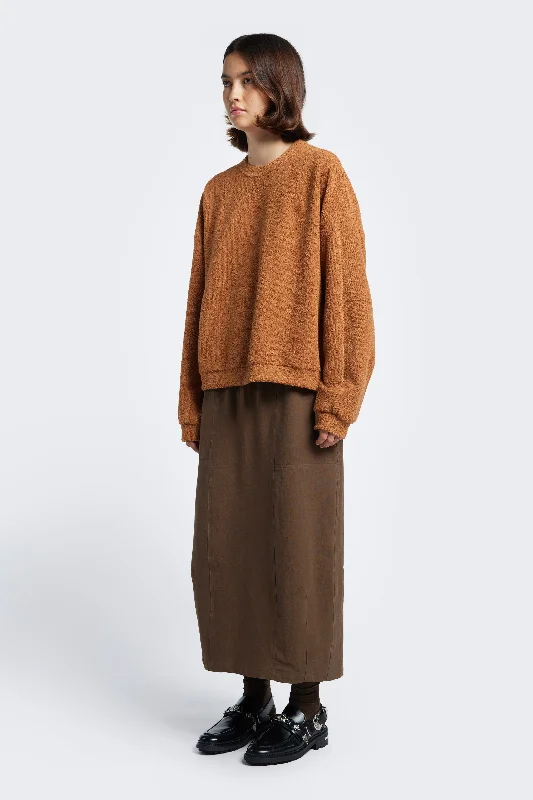 Respite Sweater Rusty Brown Hooded Caped Shawl Collar