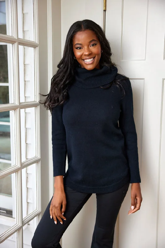 Sail to Sable Round Hem Sweater Black Bright Pastel Dark