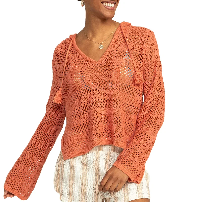 Roxy Women's After Beach Break II Hooded V-Neck Sweater Fleece Sweater Nylon Polyester Roxy Women's After Beach Break II Hooded V-Neck Sweater Fleece Sweater Nylon Polyester