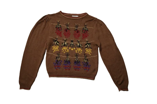 [S] Jantzen Flower Print Sweater Elasticated Padded Insulated