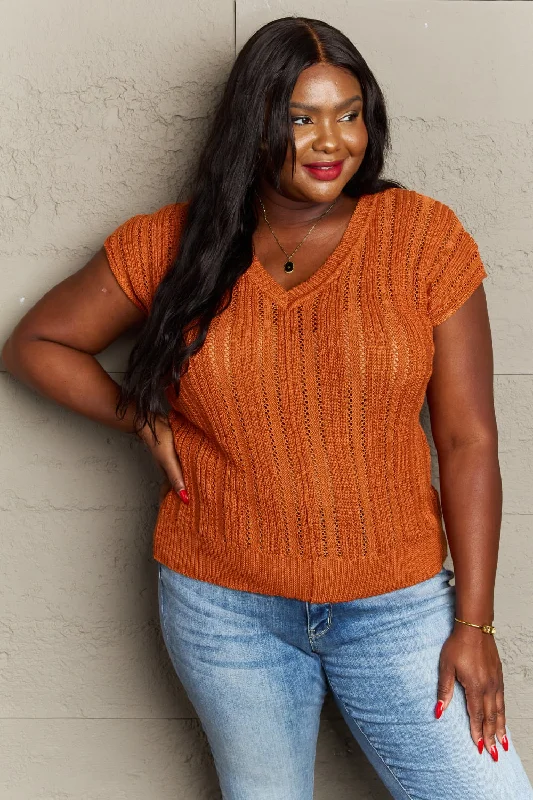 Sew In Love Full Size Preppy Casual Knit Sweater Vest High Neck Crew Neck V-Neck