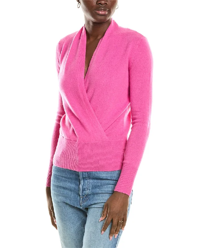 sofiacashmere Modern Faux Wrap Cashmere Sweater Chenille Blend Fleece Blend Nylon Blend