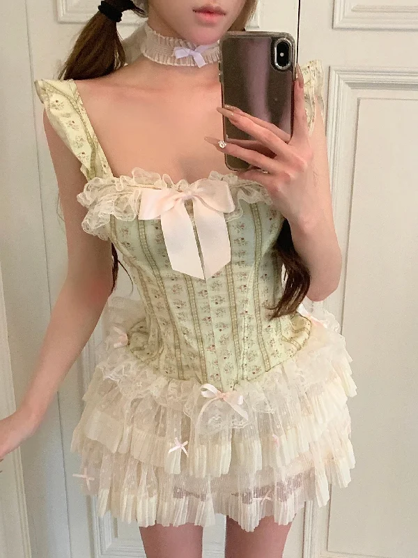Cottage Charm lace corset top and skirt set lace skirt romantic
